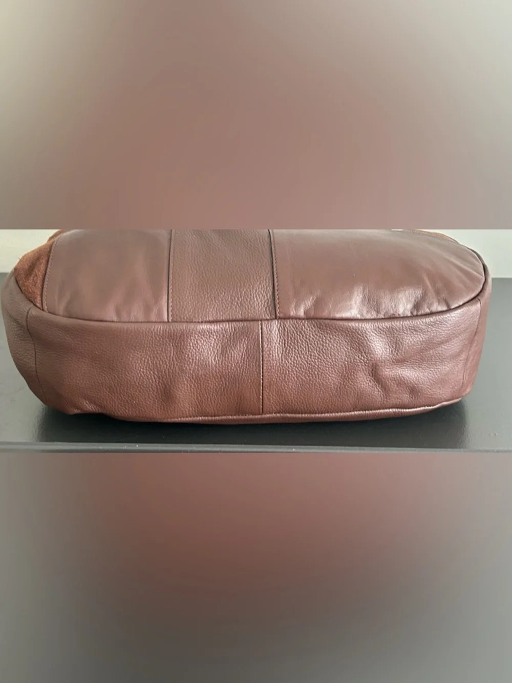 Crown Vintage Brown Leather Suede Hobo Bag Slouchy Boho Shoulder Purse Large
